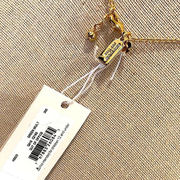 KATE SPADE Gold and Green Lime Slice CZ Out Of The Office Necklace - Picture 7 of 8